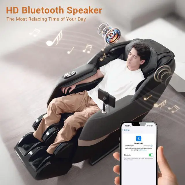 Alt view image 4 of 7 - MYNTA 3D Massage Chair Full Body 2025 Shaitsu SL Track Massage Chairs with Zero Gravity Full Body Airbags & Heating, MC1650(Black)