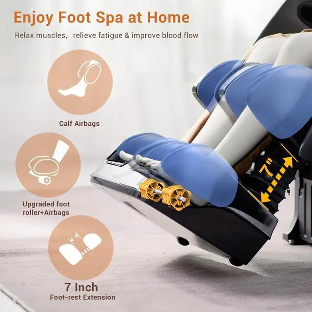 Alt view image 6 of 7 - MYNTA 3D Massage Chair Full Body 2025 Shaitsu SL Track Massage Chairs with Zero Gravity Full Body Airbags & Heating, MC1650(Black)