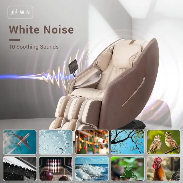 Alt view image 6 of 7 - MYNTA 2025 Massage Chair M1620, Flexible SL-Track Shiatsu Full Body Massage Chair Recliner with 170° Zero-Gravity Position, White Noise, Brown