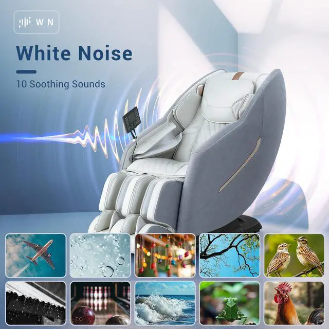 Alt view image 6 of 7 - MYNTA 2025 Massage Chair M1620, Flexible SL-Track Shiatsu Full Body Massage Chair Recliner with 170° Zero-Gravity Position, White Noise, Grey