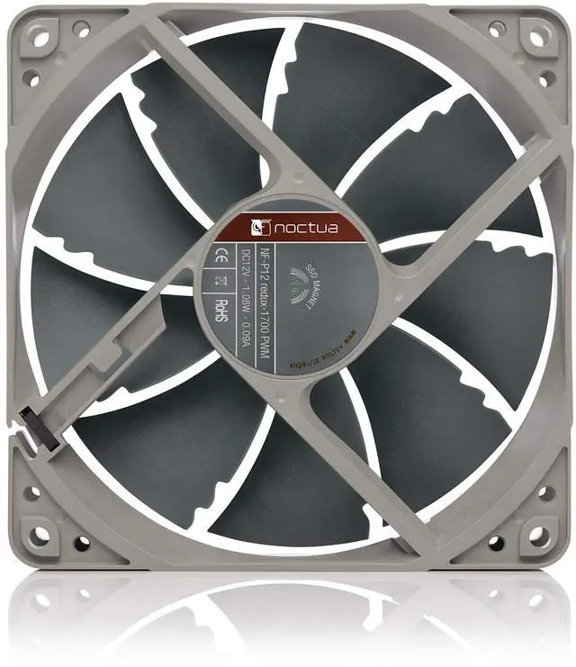 Alt view image 10 of 13 - Noctua NF-P12 redux-1700 PWM, High Performance Cooling Fan, 4-Pin, 1700 RPM (120mm, Grey)