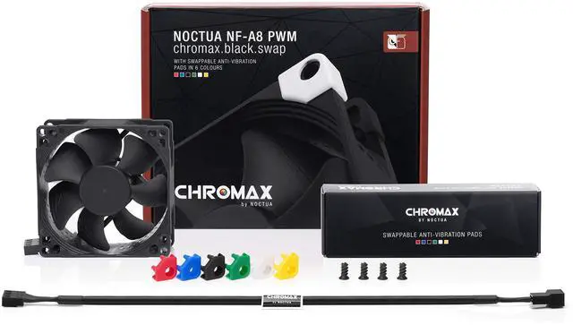 Alt view image 10 of 13 - Noctua NF-A8 PWM chromax.black.swap, Premium Quiet Fan, 4-Pin (80mm, Black)