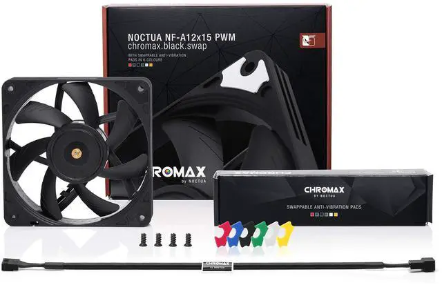 Alt view image 9 of 12 - Noctua NF-A12x15 PWM chromax.Black.swap, Premium Quiet Slim Fan, 4-Pin (120x15mm, Black)