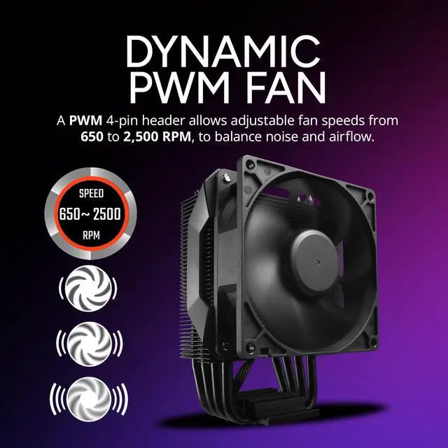 Alt view image 5 of 8 - Cooler Master Hyper 411 Nano CPU Air Cooler, SickleFlow 92 PWM Fan, 4 Copper Heat Pipes, 136mm Tall, Sleek Top Cover, AMD Ryzen AM5|AM4, Intel LGA 1851|1700 Brackets