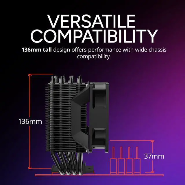 Alt view image 7 of 8 - Cooler Master Hyper 411 Nano CPU Air Cooler, SickleFlow 92 PWM Fan, 4 Copper Heat Pipes, 136mm Tall, Sleek Top Cover, AMD Ryzen AM5|AM4, Intel LGA 1851|1700 Brackets