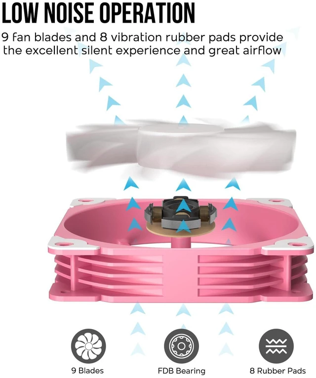 Alt view image 6 of 7 - V5 Pink CPU Air Cooler with 5 Heat Pipes | 120mm FDB PWM Processor Cooling for Intel LGA 1851/1700/1200/115X AMD AM5/AM4, Addressable RGB Lights Sync