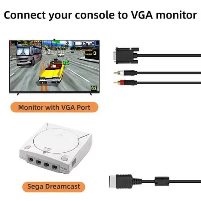 Alt view image 6 of 7 - SEGA Dreamcast VGA High Definition Cable RCA Sound Adapter HD box PAL NTSC NEW