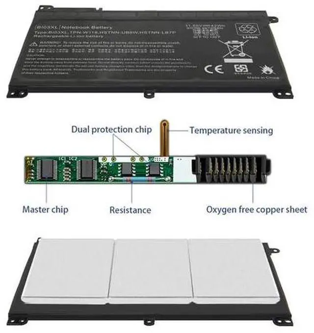 Alt view image 7 of 7 - For HP Chromebook Battery843537-541 844203-850 B103XL BI03XL HSTNN-UB6W TPN-W118
