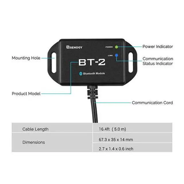 Alt view image 4 of 7 - Renogy BT-2 Bluetooth Module RJ45 Communication Port RS485 Wirelessly Monitor