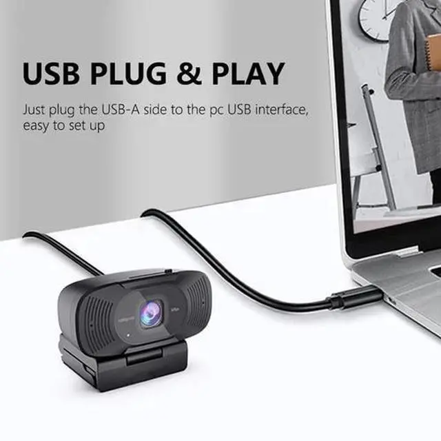 Alt view image 4 of 7 - TOALLIN 1080P HD PC Webcam with Privacy cover Built-in dual Noise-canceling mic