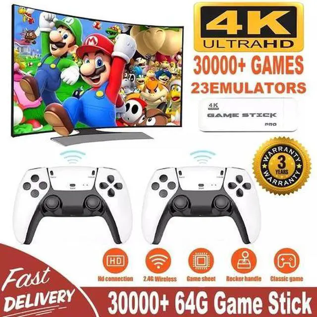 Main image of 4K HDMI TV Game Stick Built-in 64GB 30000+ Video Games Console Wireless Gamepad