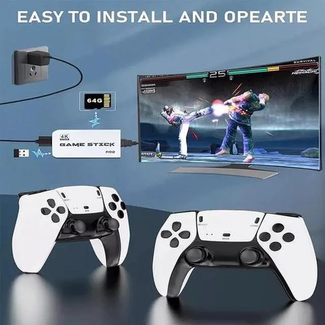 Alt view image 5 of 7 - 4K HDMI TV Game Stick Built-in 64GB 30000+ Video Games Console Wireless Gamepad