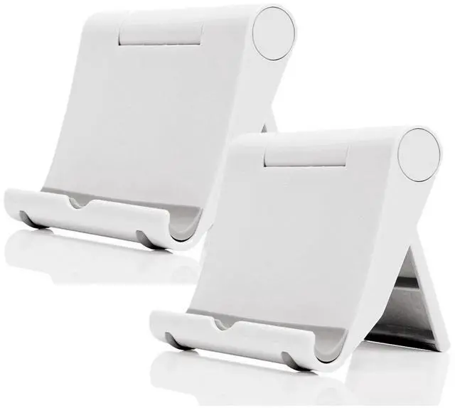 Main image of Cell Phone Stand for Desk 2 Pack Mobile Phone Holders Desktop Tablet Stand, Foldable Phone Dock Universal Adjustable Tablet Stand for Desk Compatible with Cell Phone Support (White 2 PCS)