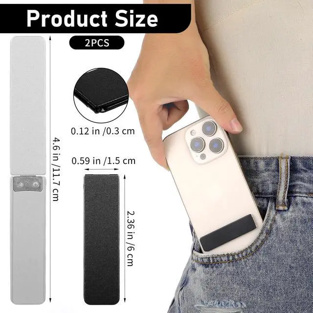 Alt view image 2 of 7 - 2 Pack Ultra-Thin Cell Phone Holder Adjustable Horizontal Phone Stand Invisible Foldable Desk Holder Mini Cell Phone Kickstand Accessories Compatible with Most Smartphone Universal Model