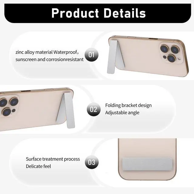 Alt view image 3 of 7 - 2 Pack Ultra-Thin Cell Phone Holder Adjustable Horizontal Phone Stand Invisible Foldable Desk Holder Mini Cell Phone Kickstand Accessories Compatible with Most Smartphone Universal Model