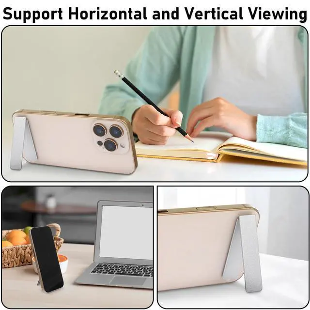 Alt view image 4 of 7 - 2 Pack Ultra-Thin Cell Phone Holder Adjustable Horizontal Phone Stand Invisible Foldable Desk Holder Mini Cell Phone Kickstand Accessories Compatible with Most Smartphone Universal Model