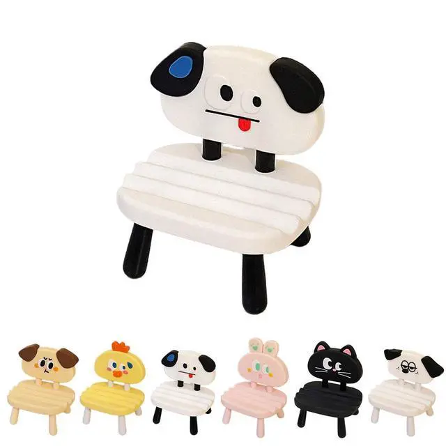 Main image of Super Cute Funny Face Animal Chair Cell Phone Stand, Adjustable Mobile Phone Support Holder Cellphone Mount for Desk, Compatible with Phone 17 16 15 14 13, Smartphone, Pad, Tablet-White Dog