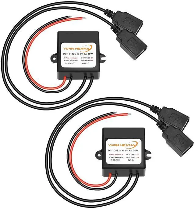 Main image of 2PCS DC 12V 24V to 5V 6A 30W Dual USB Female DC Step Down Converter Power Adapter Buck Module