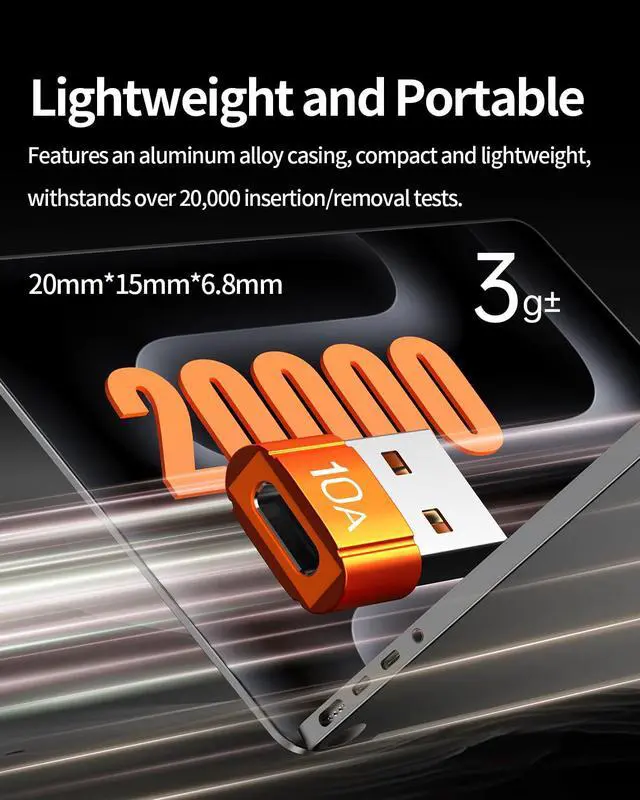 Alt view image 4 of 7 - USB to USB C Adapter 4 Pack,10A 200W Fast Charging USB2.0 480Mbps Data Transfer,USB C Female to A Male Charger Converter for Ma-cBook Pad Phone 17/16/15 G-alaxy Xpe-ria Smartphone Laptop Tablet Orange