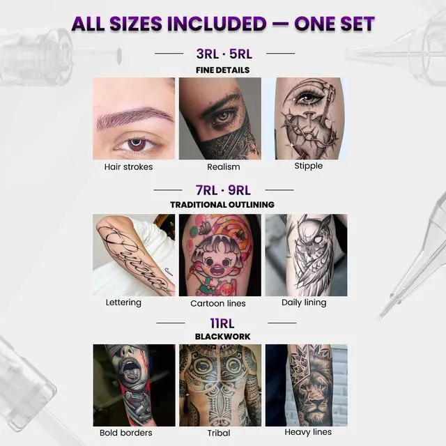 Alt view image 2 of 7 - Cartridge Needles 50pcs Assorted Tattoo Needle Cartridges Round Liner Mixed 3RL 5RL 7RL 9RL 11RL (50pcs #12 Standard RL)