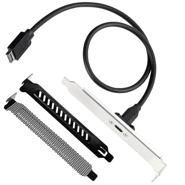 Alt view image 8 of 8 - Qulkws USB 3.2 Gen 2 USB-C Front Panel Type-C Adapter with PCI Bracket USB-C Female to 20 Pin USB Type E A-Key Male 20Gbps Motherboard Header Extension Cable with 2 Pcs PCI Slot Covers(19.7in)