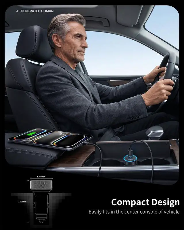 Alt view image 9 of 9 - Car Charger USB C, 4-Port 90W Super Fast Charging Car Phone Charger Adapter