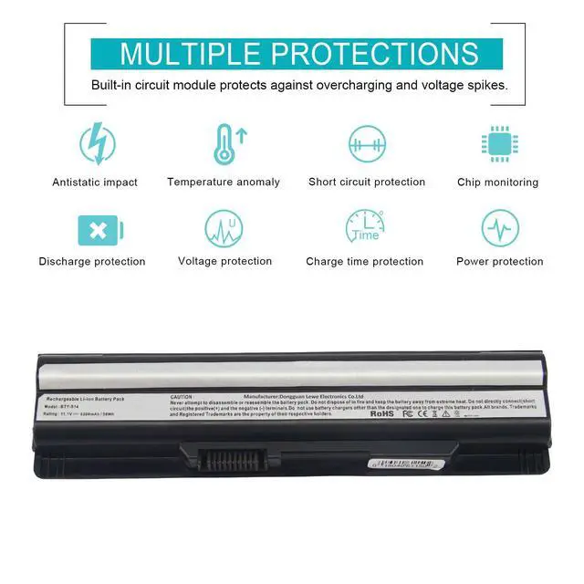 Alt view image 4 of 7 - ARyee BTY-S14 5200mAh Laptop Battery Replacement for MSI GP60 CX61 CR70 CR650 FR400 FX420 GE60 CX61 GE620DX Series GE60 GE70 CR41 CX61 CR70 BTY-S14 BTY-S15 GE60 GE70 CR41