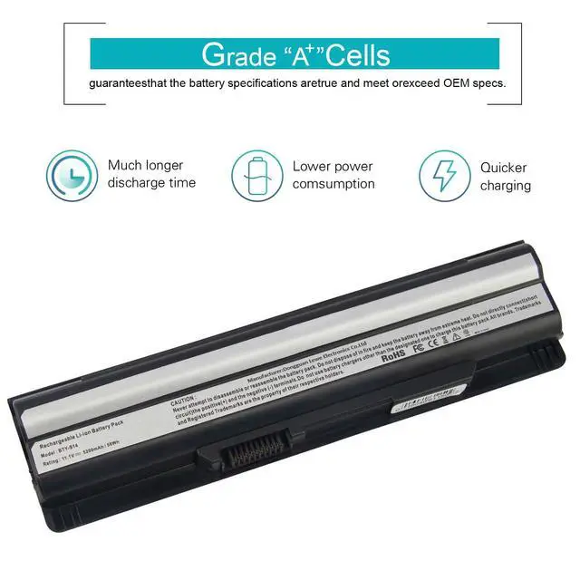 Alt view image 6 of 7 - ARyee BTY-S14 5200mAh Laptop Battery Replacement for MSI GP60 CX61 CR70 CR650 FR400 FX420 GE60 CX61 GE620DX Series GE60 GE70 CR41 CX61 CR70 BTY-S14 BTY-S15 GE60 GE70 CR41