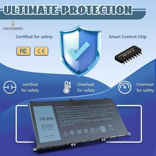 Alt view image 4 of 5 - HAIYUNWU 74Wh 357F9 Battery for Dell Inspiron 15 7559