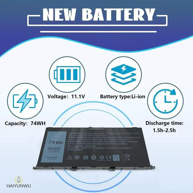 Alt view image 5 of 5 - HAIYUNWU 74Wh 357F9 Battery for Dell Inspiron 15 7559