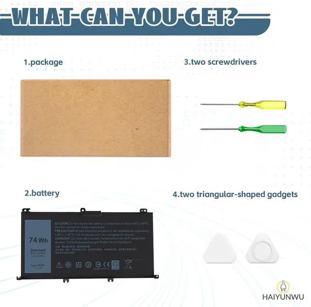 Alt view image 2 of 5 - HAIYUNWU 74Wh 357F9 Battery for Dell Inspiron 15 7559