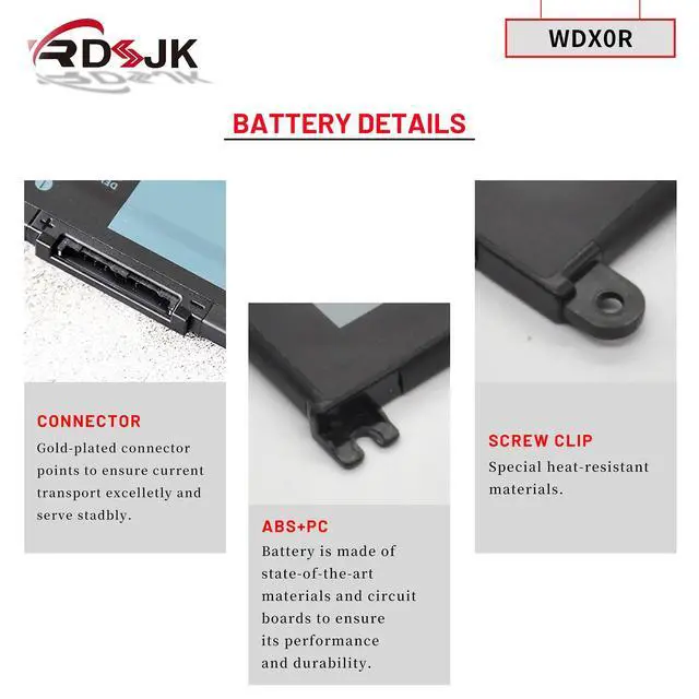 Alt view image 5 of 7 - WDX0R Laptop Battery for Dell Inspiron 15 5565 5567 5568 5570 5578 7560 7570 7579 7569/13 5368 5378 5379 7368 7378 14-7460/17-5770 7569 7579 Series 3CRH3 T2JX4 FC92N CYMGM WDXOR Y3F7Y C4HCW 11.4V 42Wh