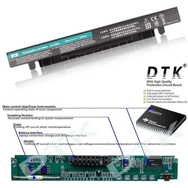 Alt view image 2 of 7 - DTK Laptop Battery for Asus X551 X551C X551CA X551M X551MA Series A41 D550 0B110-00250100 A31N1319 A41N1308