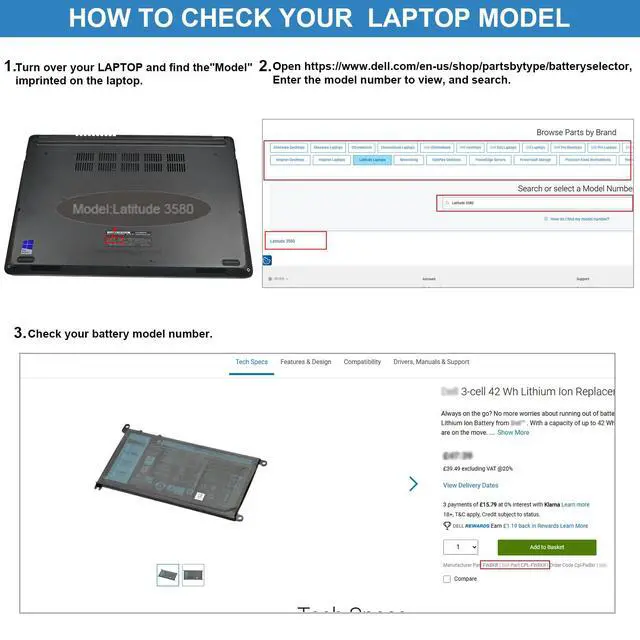 Alt view image 2 of 7 - WDX0R Laptop Battery for dell Inspiron 15 7579 7569 5578 5565 5567 5568 5570 5775 5579 7560 7570 13 5378 5368 7375 7368 7378 17 5765 5767 5770 Series P69G001 P58F P58F001 P75F P66F P69G 3CRH3