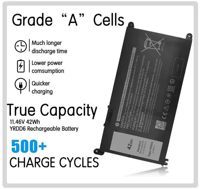 Alt view image 3 of 7 - YRDD6 Laptop Battery Replacement for Dell inspiron 7586 3583 3593 3582 3501, inspiron 15 5000 Series 5593 5582 5584 5594 5598 5585 14 3493 5482 5485 5491 5493 Vostro 5481 1VX1H P93G P75F Computer.