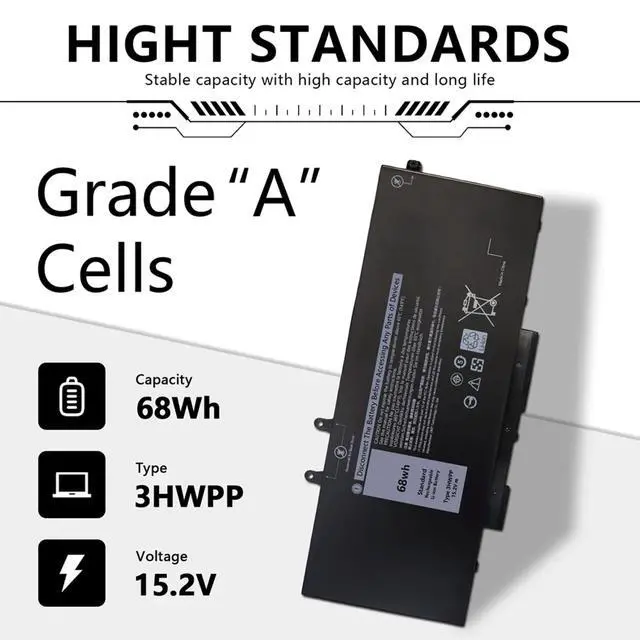 Alt view image 3 of 7 - Mercobat 3HWPP 68Wh 15.2V Laptop Battery Compatible with Dell Latitude 5401 5410 5501 5510 5411 5511 Precision 3541 3551 Inspiron 17 7500/7506 2-in-1 Inspiron 7706 2-in-110X1J N2NLL 1VY7F 451-BCMN