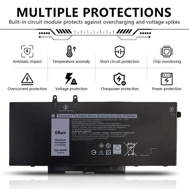 Alt view image 5 of 7 - Mercobat 3HWPP 68Wh 15.2V Laptop Battery Compatible with Dell Latitude 5401 5410 5501 5510 5411 5511 Precision 3541 3551 Inspiron 17 7500/7506 2-in-1 Inspiron 7706 2-in-110X1J N2NLL 1VY7F 451-BCMN