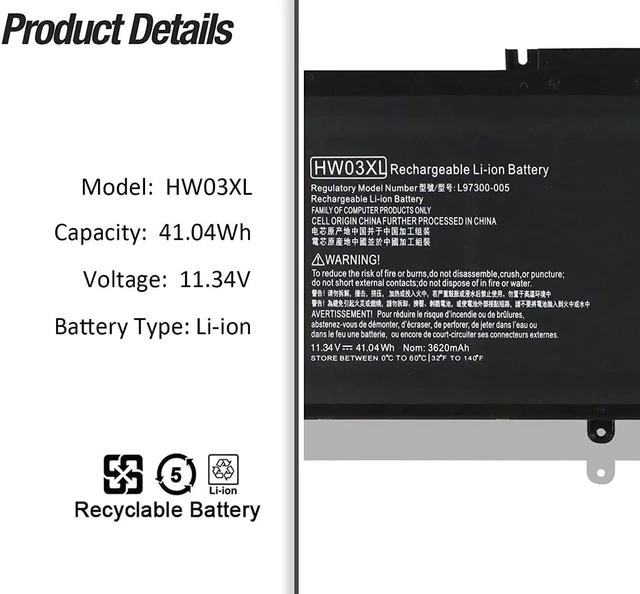 Alt view image 2 of 7 - Joburu HW03XL Laptop Battery Compatible with HP Pavilion 15-EG 15-eg0xxx 15-eg0073cl 15-eg0070wm 15-EH 17-CN 17-cn0xxx 17-CP 17-cpo700dx Series L97300-005 L96887-421 HW03041xl-pl