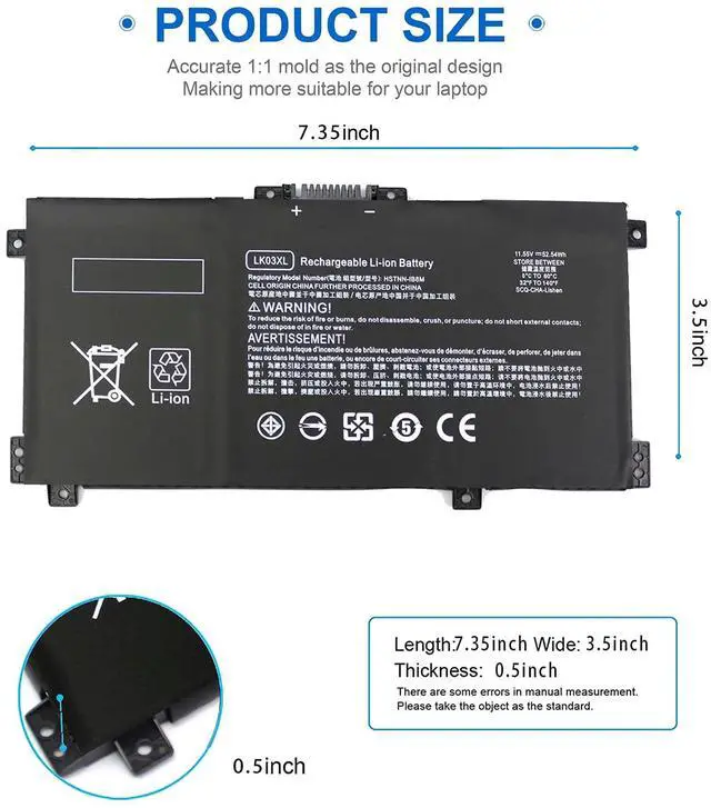 Alt view image 3 of 7 - LK03XL L09281-855 Battery Compatible with HP Envy X360 Convertible 15m-cn0012dx 15m-cn0011dx 15m-bp112dx 15m-bq121dx 15m-bp111dx 15m-cn0xxx 17m-ae0xx 17-ae1xx 17-bw0013dx 916814-855