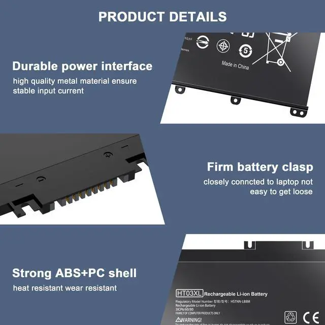 Alt view image 4 of 7 - EHECAPAR HT03XL Laptop Battery Compatible with HP L11119-855 Pavilion 14 15 17 14-C 14-CF 15-DB 15-CS 15-DA 15-DW 17-by 17-CA 14-CE3065ST 15-CS0053CL 17-BY1053DX 240 G7 HSTNN-DB8R L11421-1C1