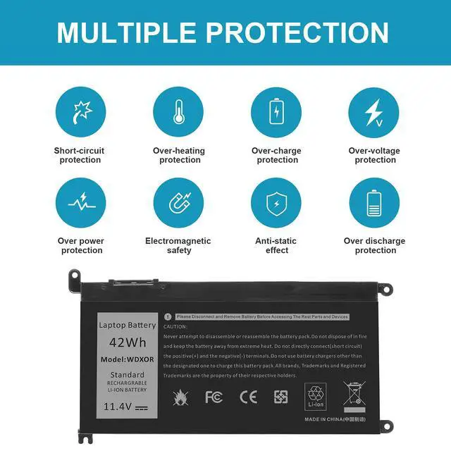 Alt view image 6 of 7 - WDXOR Laptop Battery for dell Inspiron 13 15 5000 7000 Series 5565 5567 5568 5578 7560 7570 7579 7569 5368 5378 7368 7378 17 5765 5767 5770 Series;fit dell 3CRH3 T2JX4 FC92N CYMGM Laptop 11.4V 42Wh