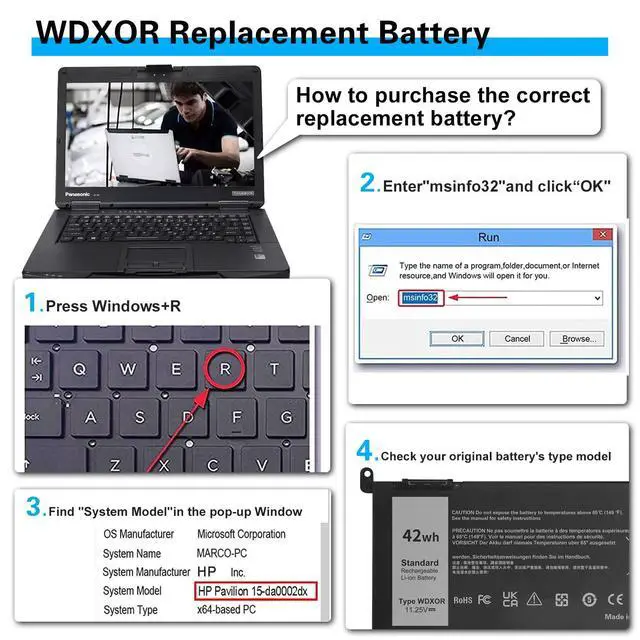 Alt view image 5 of 6 - Bituoer 42Wh WDX0R Laptop Battery for Dell Inspiron 15 7579 7569 7560 7570 5578 5570 5775 5579 5565 5567 5568 13 5378 5368 7375 7368 7378, 17 5765 5767 5770 Series P69G001 P58F P58F001