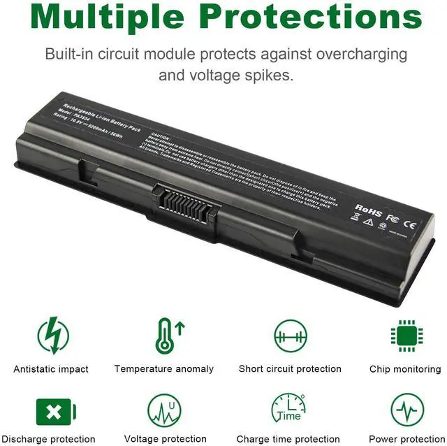 Alt view image 3 of 6 - Futurebatt Laptop Battery 5200mAh for PA3534U-1BRS Toshiba Satellite A200 A205 A210 A215 A300 A300D A305 A305D L200 A215-S4697 A505-S6012 A505-S6016