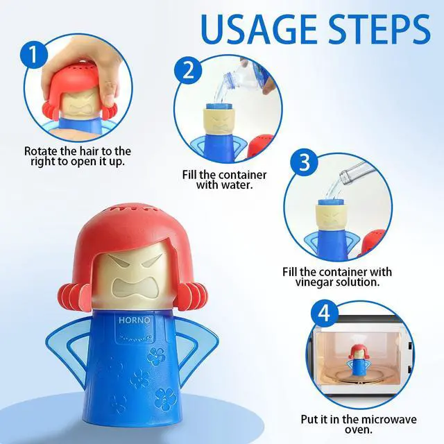 Alt view image 4 of 6 - HORNO Angry Mama Microwave Oven Steam Cleaner (Blue)
