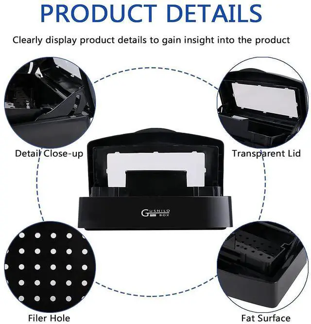 Alt view image 3 of 7 - Gusnilo Nail Tool Sterilizer Box Plastic Disinfectant Container Disinfectant Tray for Nail Tools, Tweezers, Hair Salon, Spa and Trimmer Manicure Equipment (Black)