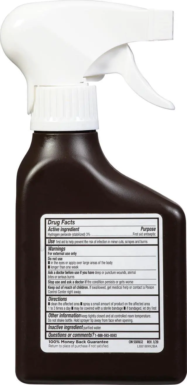 Alt view image 7 of 7 - LEADER Hydrogen Peroxide Spray Bottle First Aid Antiseptic 3% Solution Multi-Purpose Cleaner, Gentle & Effective Disinfectant Spray for Home, Cuts, and Scrapes, Easy-to-Use 8 oz Bottle