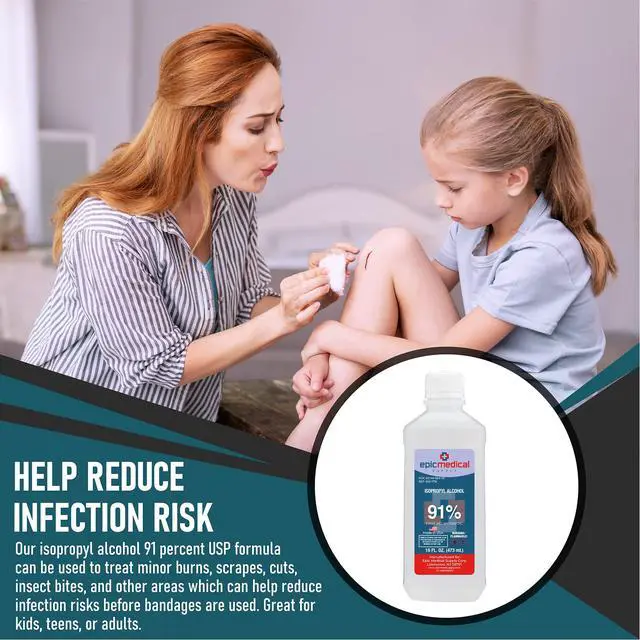Alt view image 7 of 7 - Epic Medical Supply 91% Percent Isopropyl Alcohol 91, Rubbing Alcohol Isopropilico 16 oz. Bottle, Multipurpose First Aid Antiseptic, Alcohol for Nails (1)