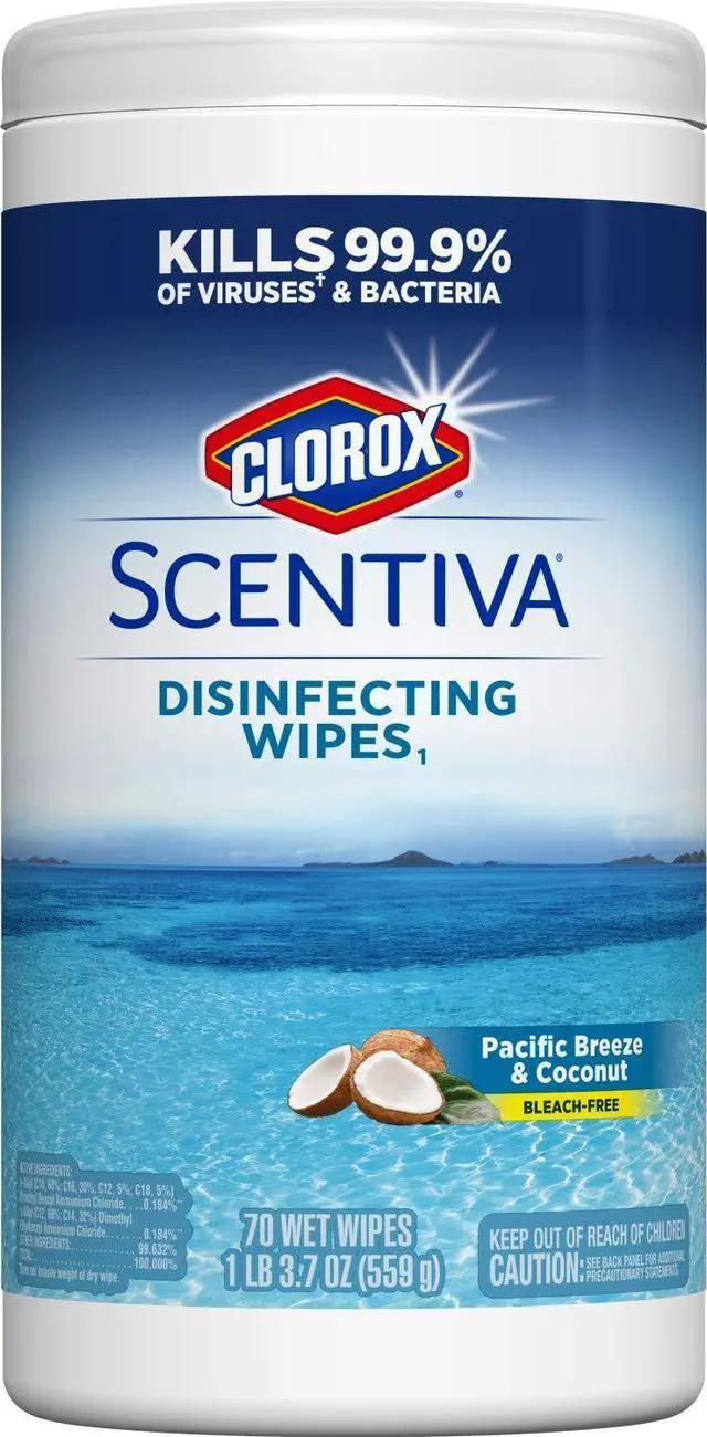 Main image of Clorox Scentiva Wipes, Bleach Free Cleaning Wipes - Pacific Breeze & Coconut, 70 Count (31767)