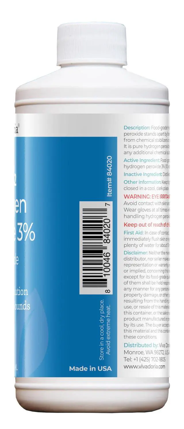 Alt view image 3 of 3 - Viva Doria Food Grade Hydrogen Peroxide 3% Solution, Made with Distilled Water, 16 Fl Oz, Multi-Purpose Liquid Hydrogen Peroxide 3 Percent