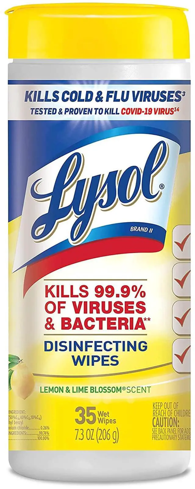 Main image of Lysol Disinfectant Wipes, Multi-Surface Antibacterial Cleaning Wipes, for Disinfecting and Cleaning, Lemon and Lime Blossom, 35 Count (Pack of 3)